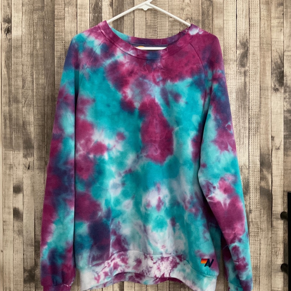 Aviator Nation Tie-Dye Sweatshirt - Purple and Blue